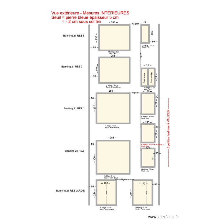 Construction Banning 83 fenêtres façade arrière sans dimensions ext. Plan de 0 pièce et 0 m2
