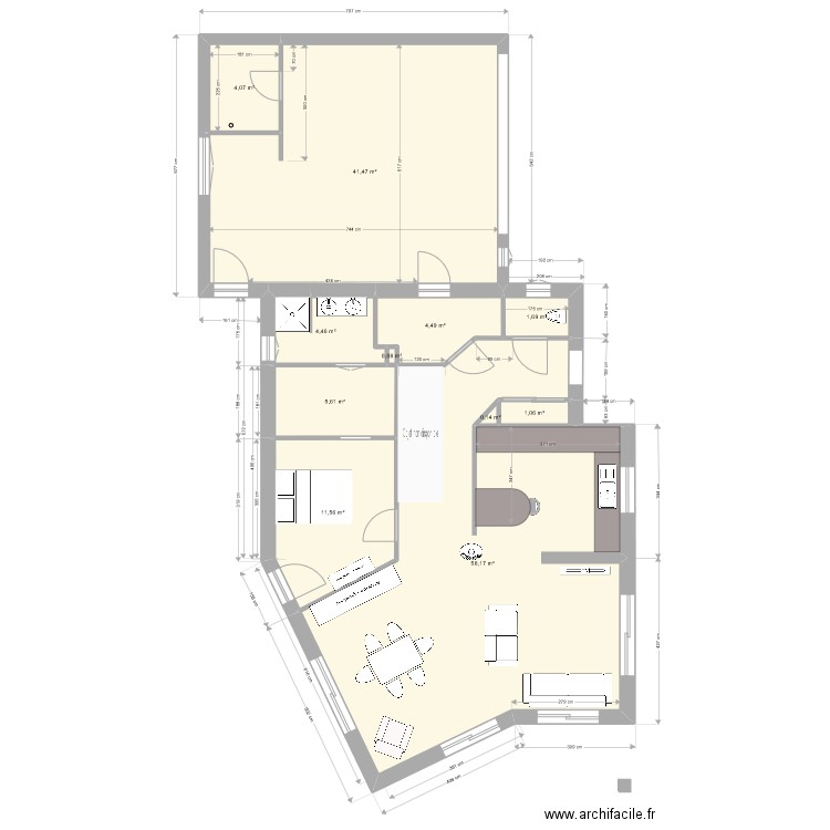 Dalmais bas meubles. Plan de 11 pièces et 133 m2