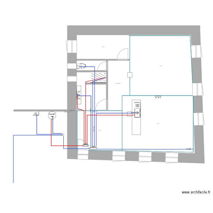 PLAN RDC 2eme VOLET PLOMBERIE. Plan de 0 pièce et 0 m2