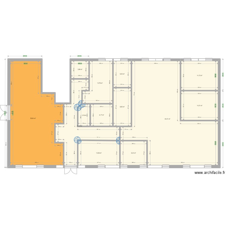 Plan MC Cergy v5. Plan de 13 pièces et 258 m2