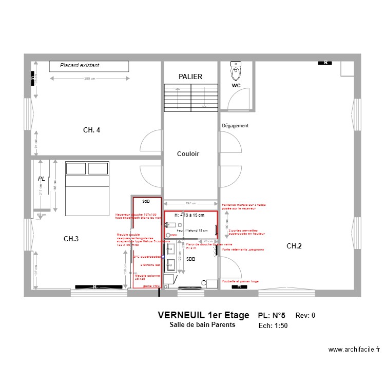 VERNEUIL 1er Etage PL  N 5. Plan de 0 pièce et 0 m2