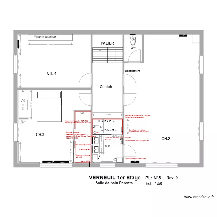 VERNEUIL 1er Etage PL  N 5. Plan de 