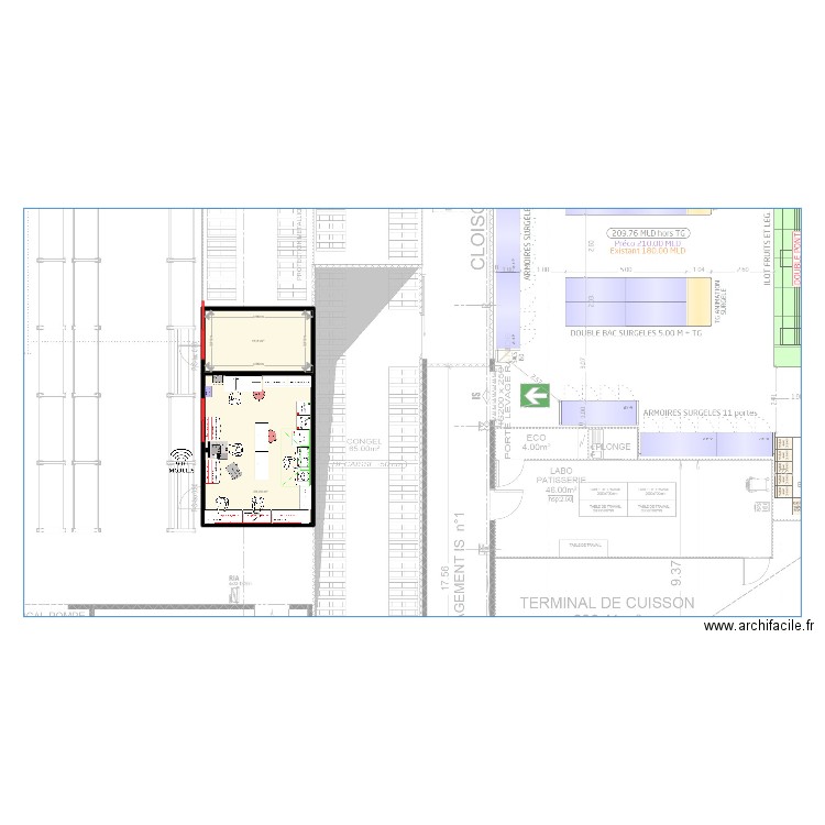 Savigneux V1. Plan de 2 pièces et 40 m2