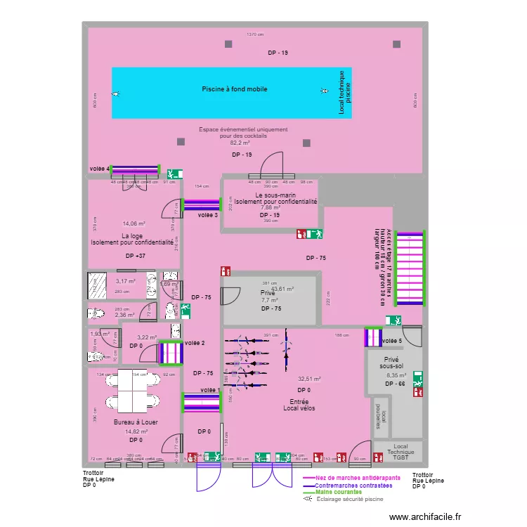 LEFT LA PISCINE RDC APRES TRAVAUX. Plan de 