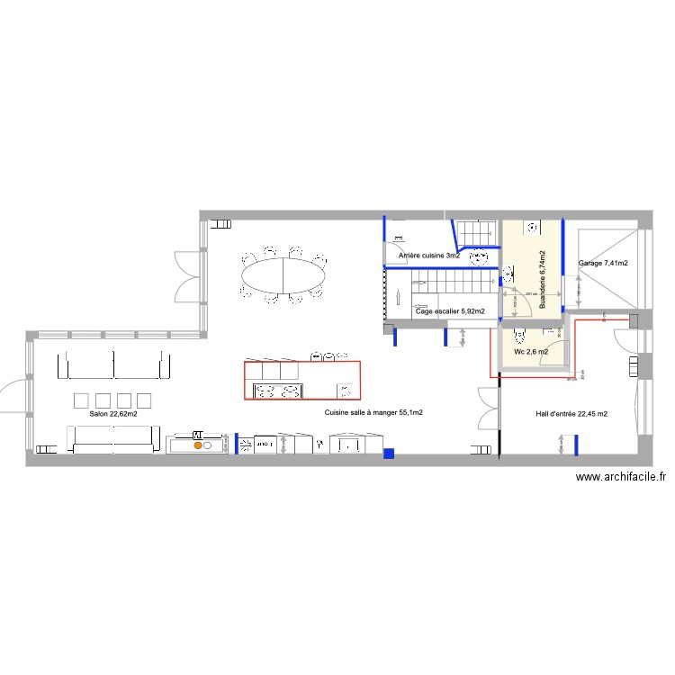 RDC surface. Plan de 1 pièce et 9 m2