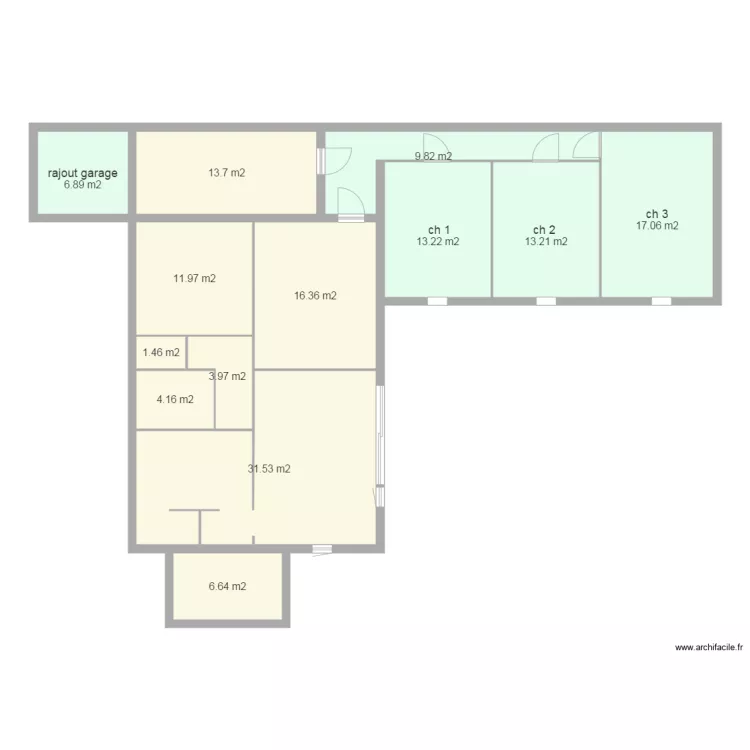 plan maison en vert extension 1. Plan de 