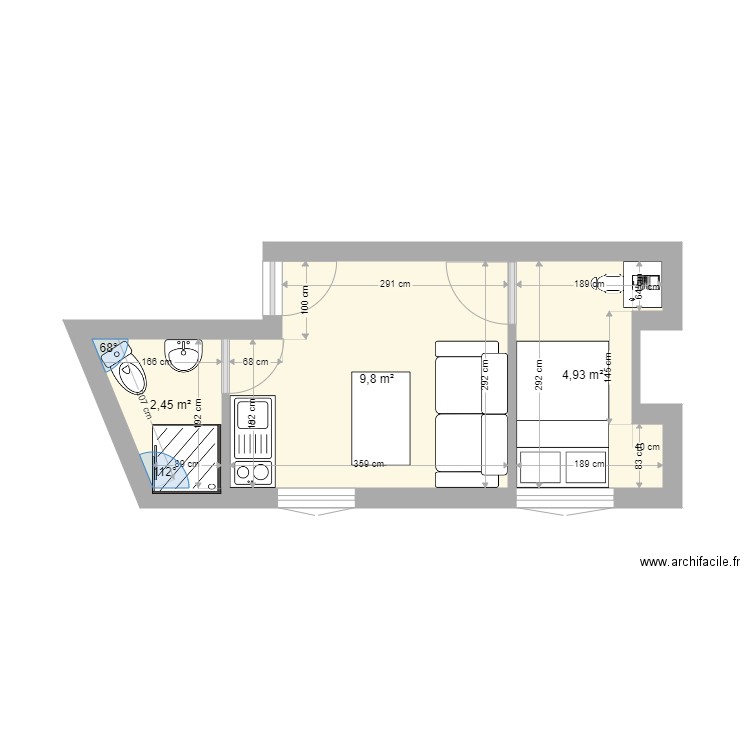 studioloc. Plan de 0 pièce et 0 m2