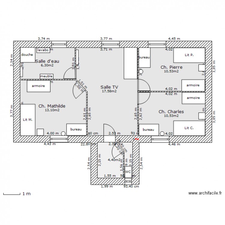 1er étage meublé. Plan de 0 pièce et 0 m2