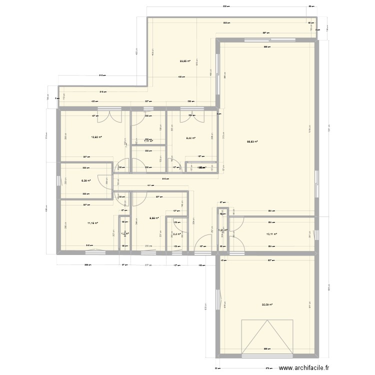 plan base 4. Plan de 14 pièces et 206 m2