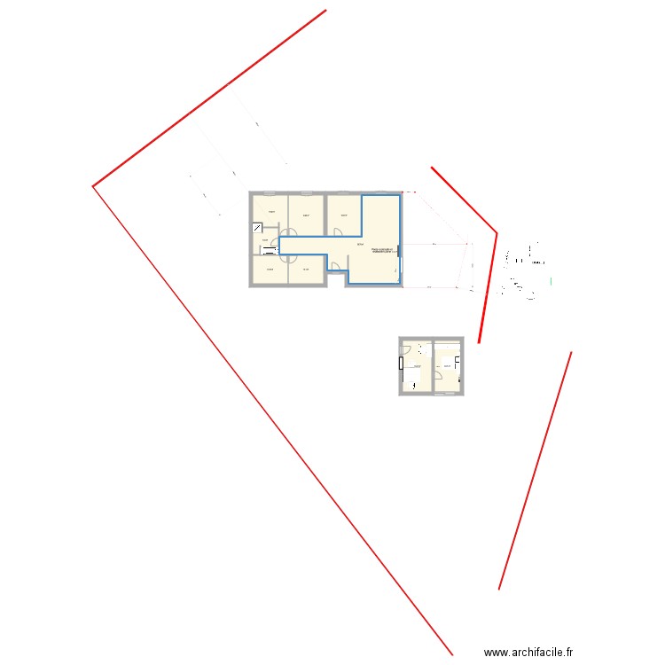 sans murs limite 3m. Plan de 0 pièce et 0 m2