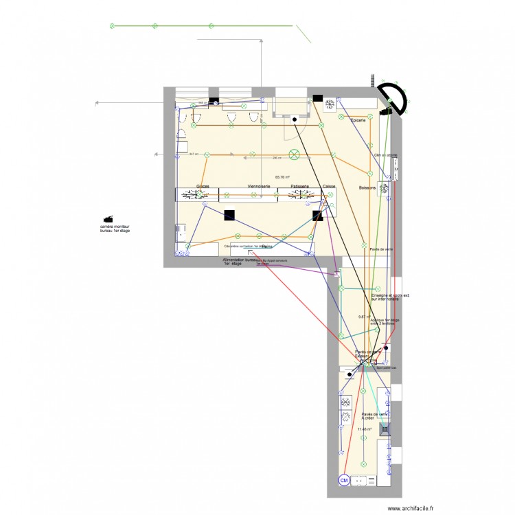 Patisserie Rez de chaussée électricité. Plan de 0 pièce et 0 m2