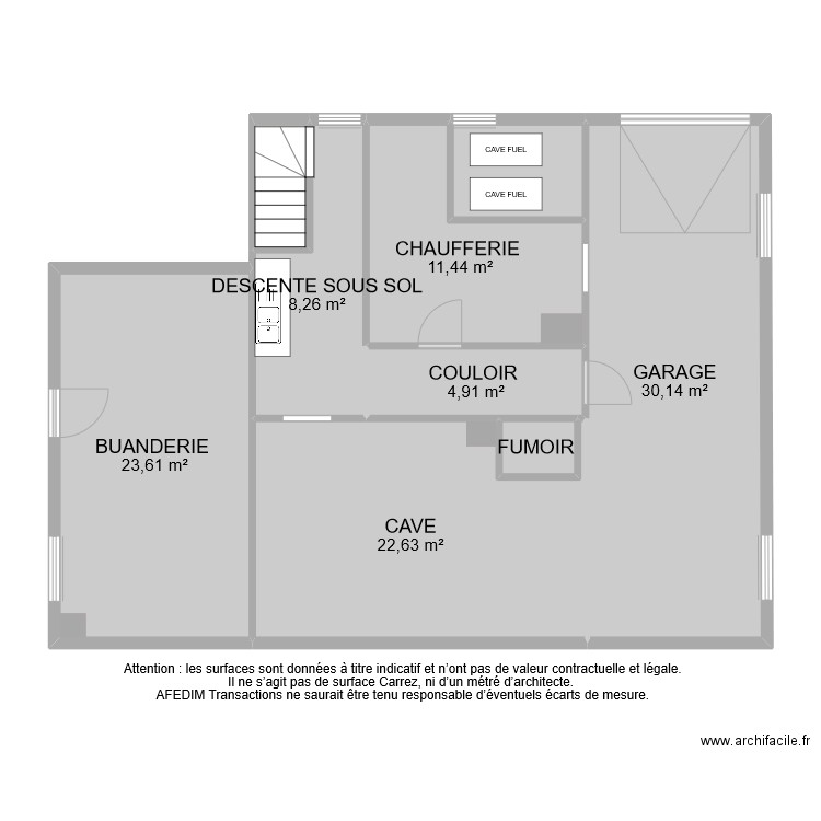 BI 7880 SOUS SOL. Plan de 9 pièces et 109 m2