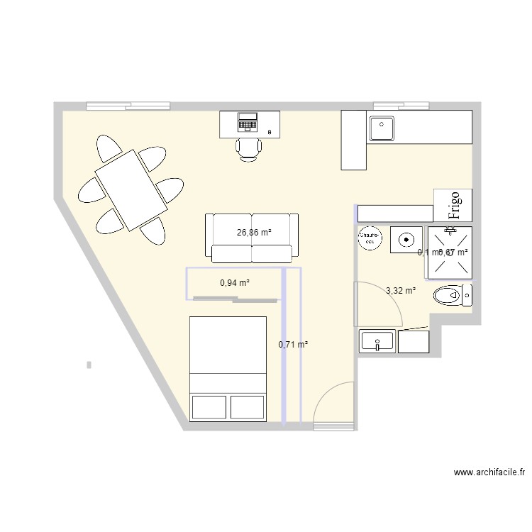 Appartement Nice projet 2. Plan de 6 pièces et 33 m2