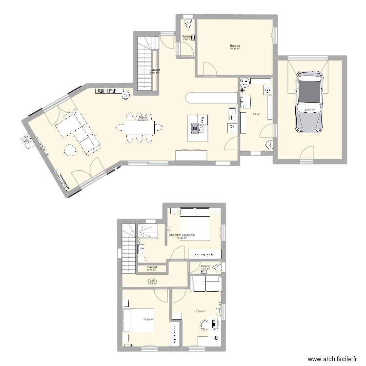 Maison 135 m2 . Plan de 12 pièces et 159 m2