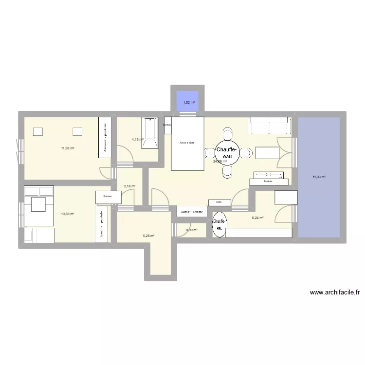 Plan V2. Plan de 10  et 79 m²