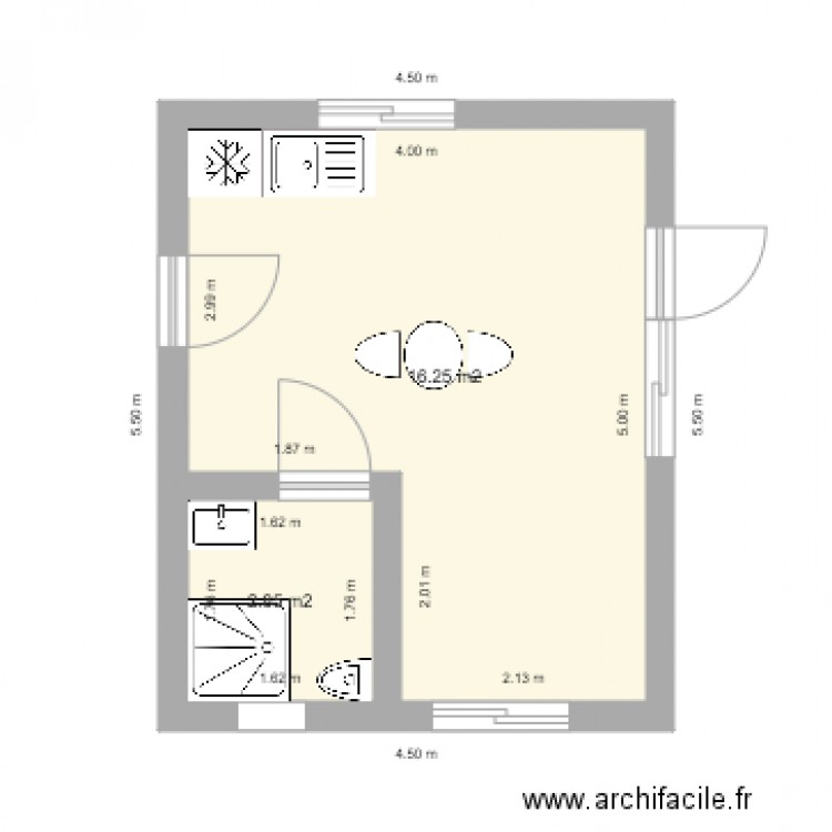 20m2 F2. Plan de 0 pièce et 0 m2