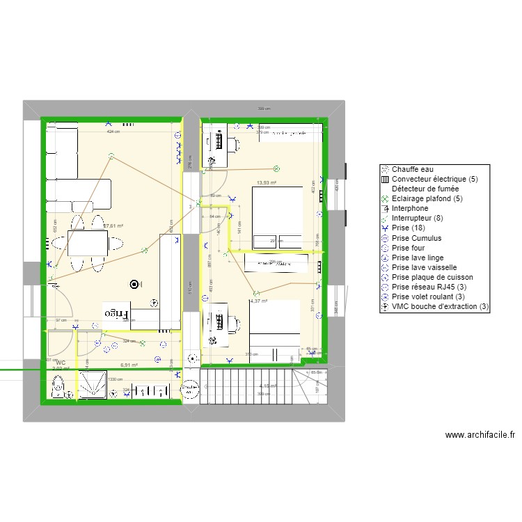 22/08/2022 RDC 3. Plan de 7 pièces et 109 m2