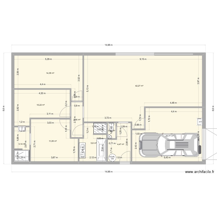 plan RDC Cuisine jfw. Plan de 7 pièces et 70 m2