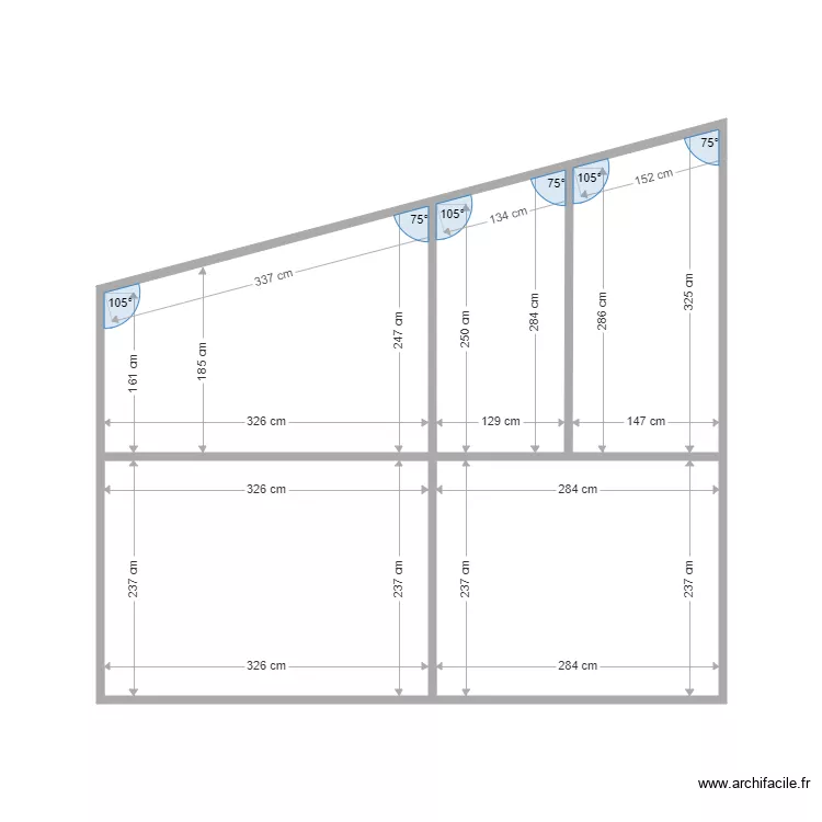 gites 1 coupe. Plan de 