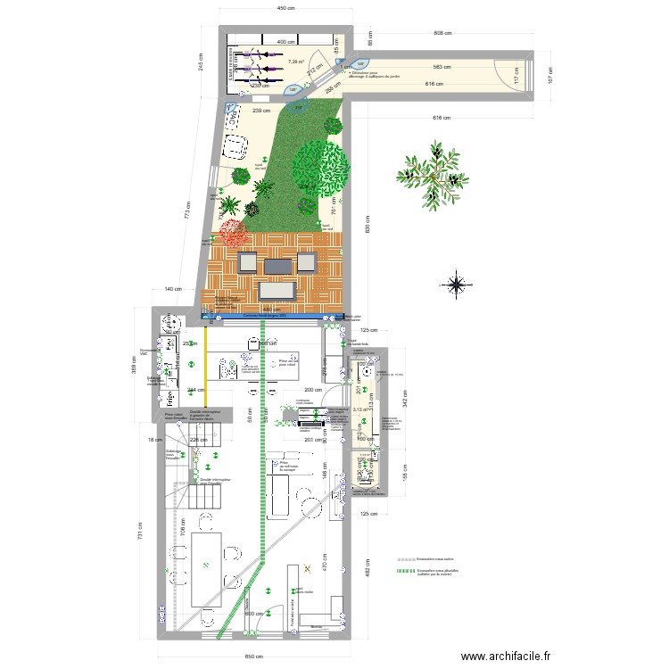 Plan RDC. Plan de 4 pièces et 52 m2