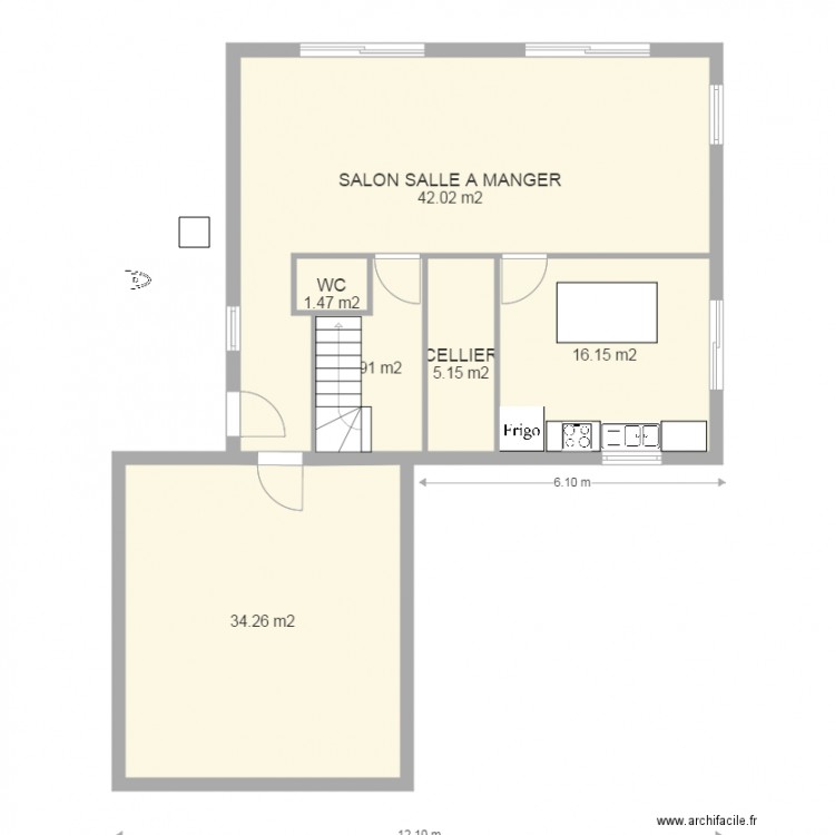 maison 10 x 8 et demi rdc v1. Plan de 0 pièce et 0 m2