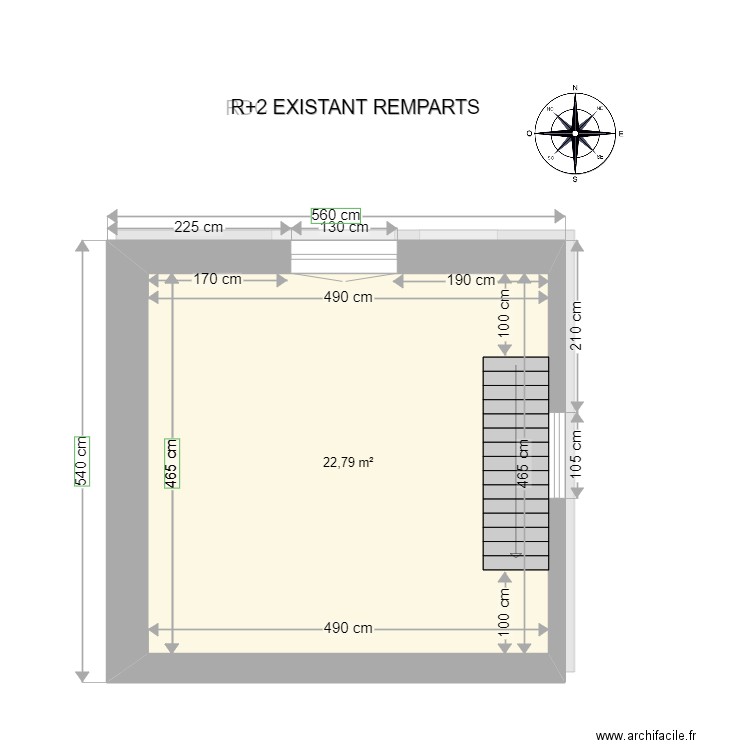 R+2 EXISTANT REMPARTS . Plan de 2 pièces et 41 m2