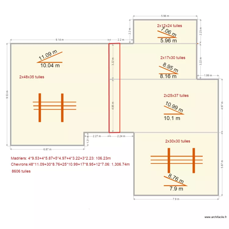 detail toiture. Plan de 