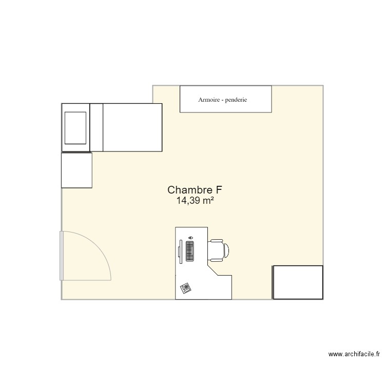 Chambre F2. Plan de 0 pièce et 0 m2