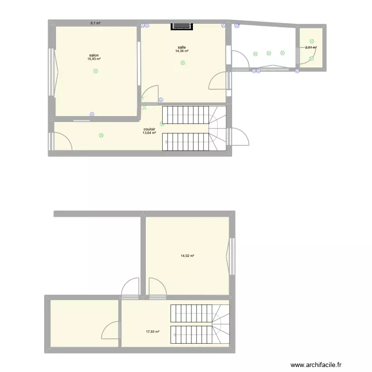 Tourlaville 2eme etage. Plan de 7 Pièces et 78 m²