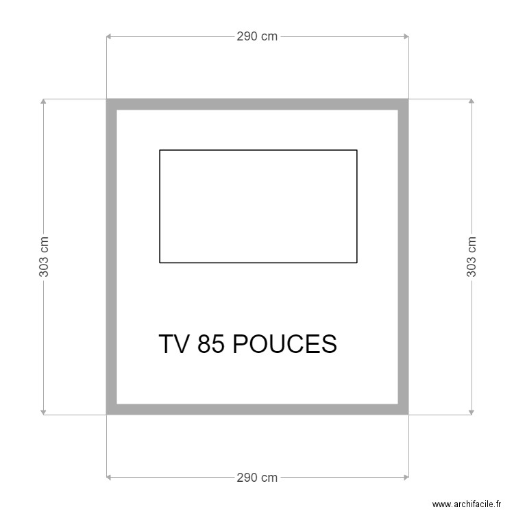 TV 85. Plan de 1 pièce et 8 m2