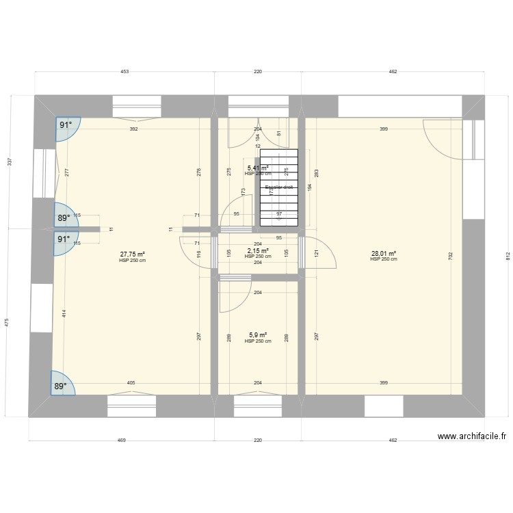 ADLI RDC EXSISTANT . Plan de 5 pièces et 69 m2