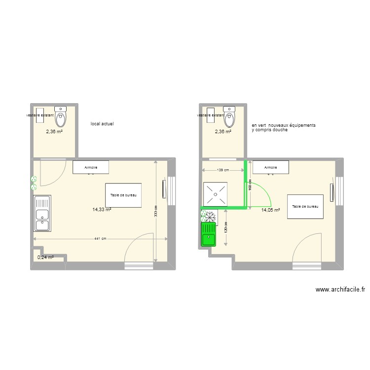 projet loge les fleurs. Plan de 5 pièces et 33 m2