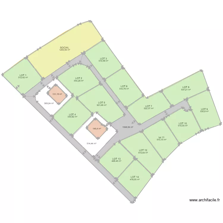 81 AV DE NAILLOUX AUTERIVE toutes les parcelles. Plan de 