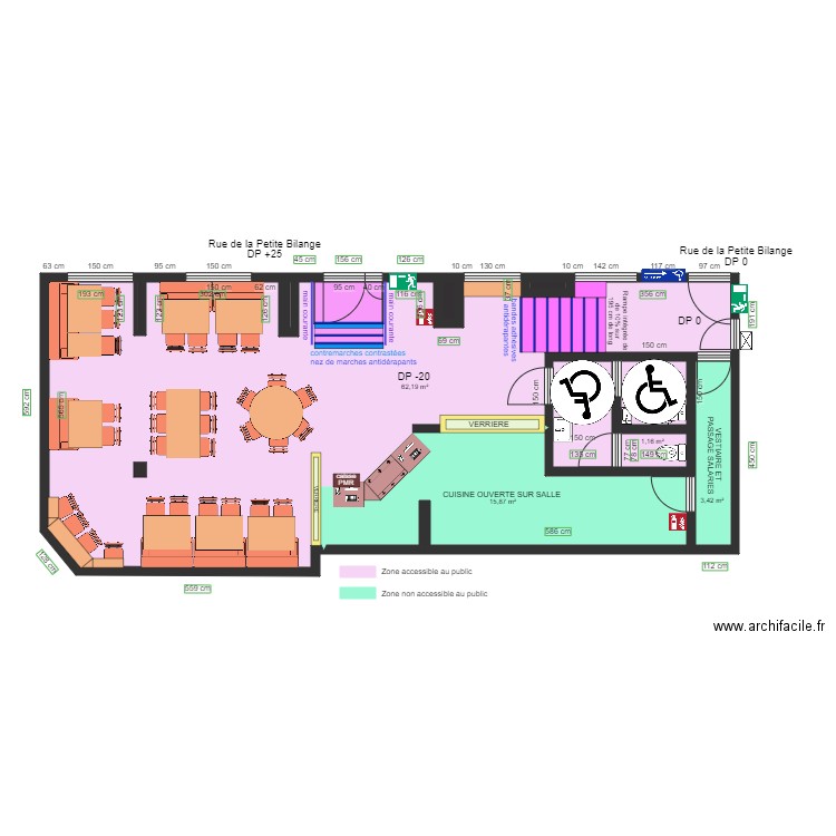 VERSION FRANCAISE APRES TRAVAUX ESPACE DE ROTATION. Plan de 11 pièces et 90 m2
