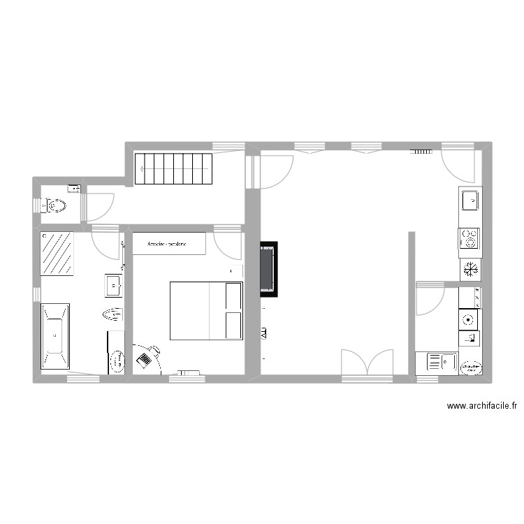 cuisine. Plan de 1 pièce et 1 m2