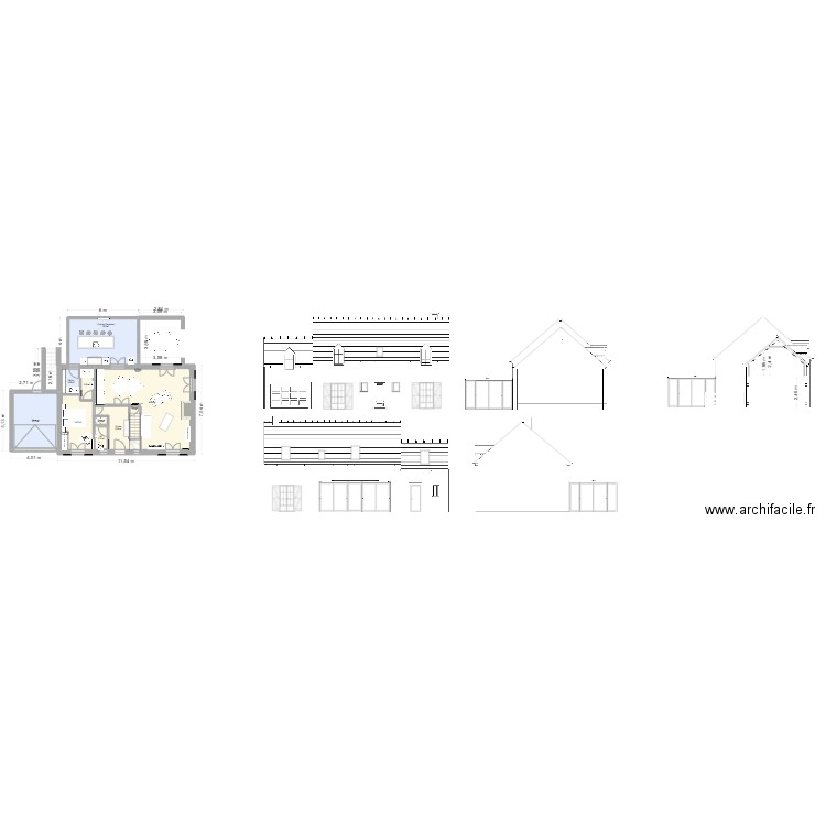 travaux extention maison. Plan de 28 pièces et 273 m2