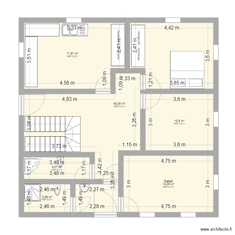 Tamarwout 100 m. Plan de 6 pièces et 91 m2