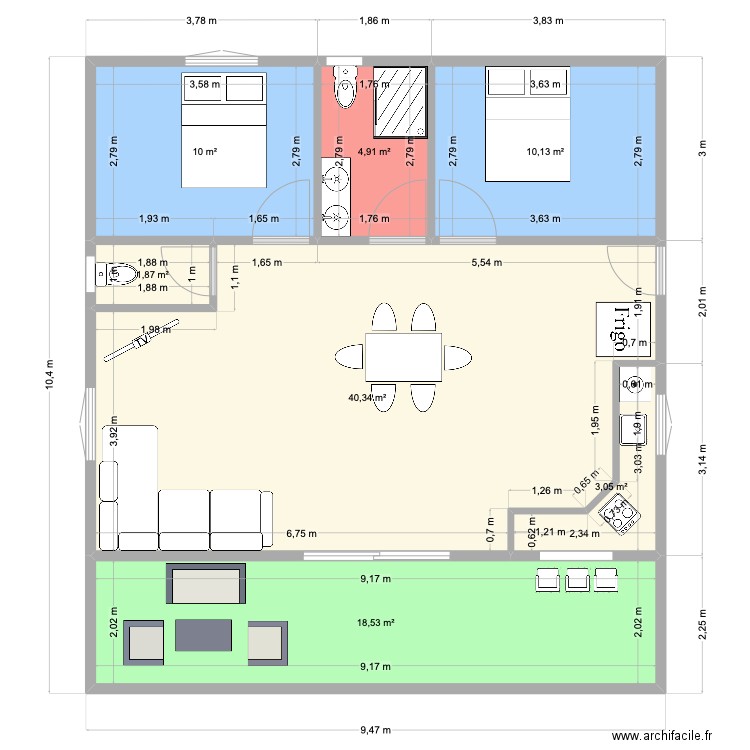 fabrice. Plan de 7 pièces et 89 m2