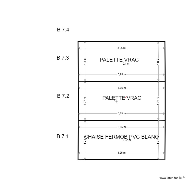 B 7. Plan de 3 pièces et 21 m2