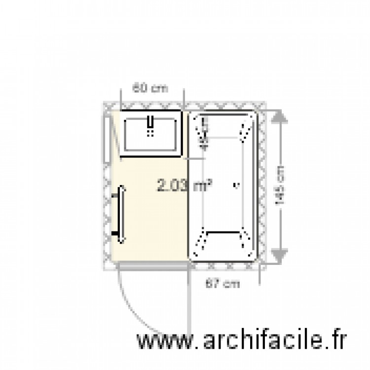 SDB actuelle. Plan de 0 pièce et 0 m2