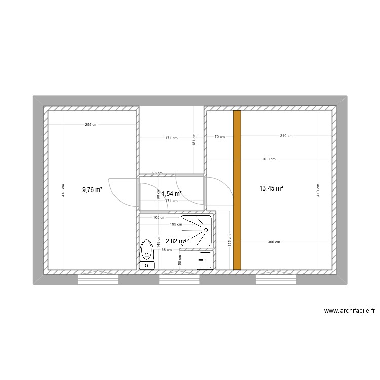 plan etage. Plan de 5 pièces et 62 m2