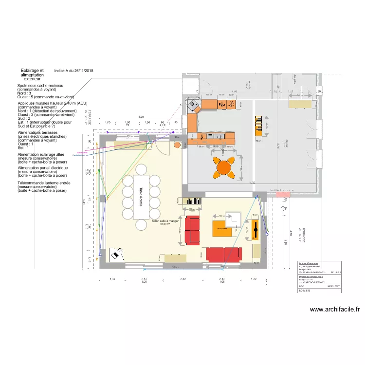 Eclairage alimentation ext&eacute;rieur. Plan de 