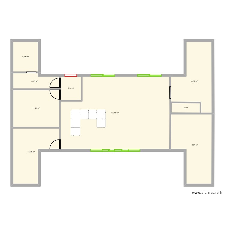 maison H. Plan de 9 pièces et 131 m2