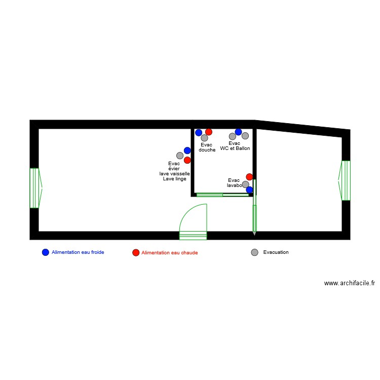 Jouarre plomberie modif. Plan de 3 pièces et 26 m2