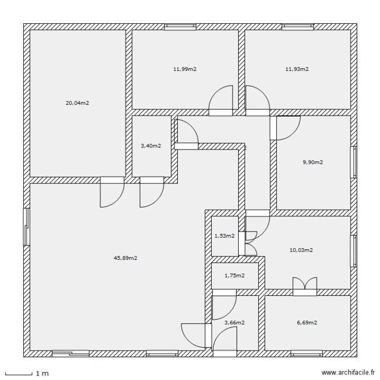  maison  carre 12  6x12 6 Plan  12  pi ces 133 m2 dessin  par 