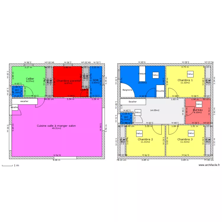 Maison plan carré. Plan de Maison plan carré. Plan de