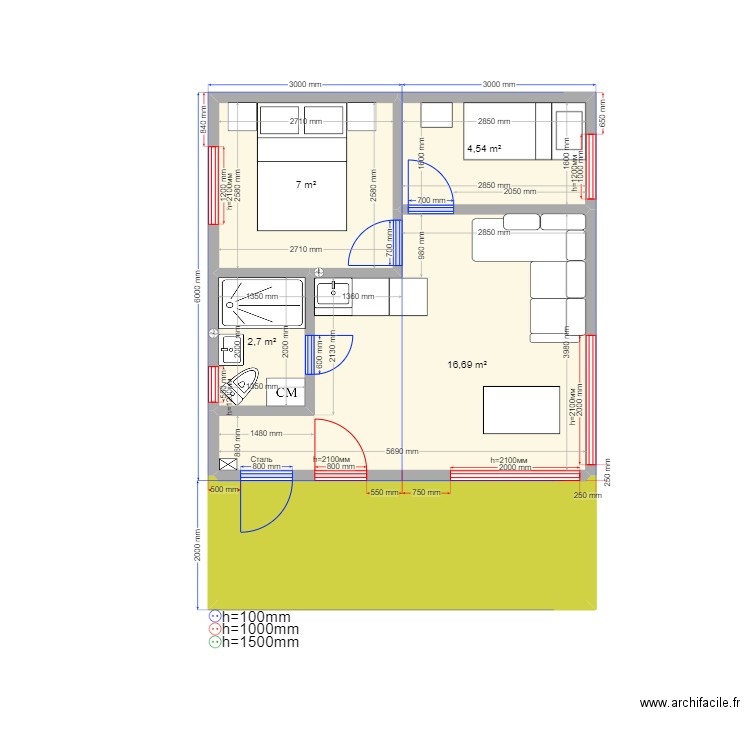 36 21. Plan de 5 pièces et 41 m2