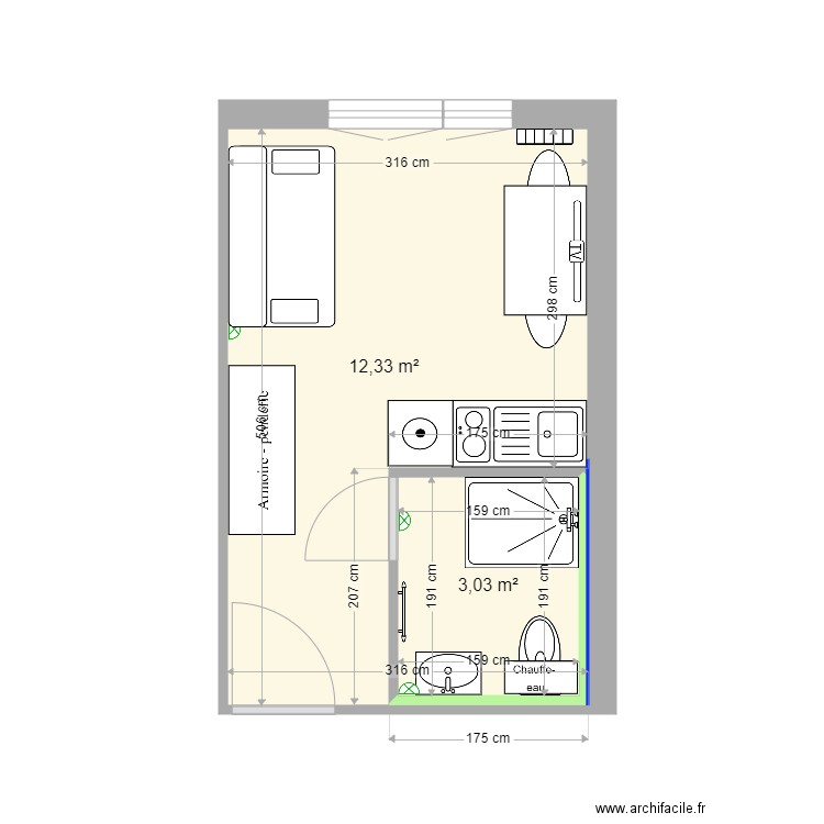 T1 50 R Bollier. Plan de 0 pièce et 0 m2