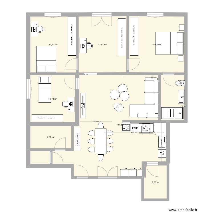 PL 8 projet V3. Plan de 7 pièces et 111 m2