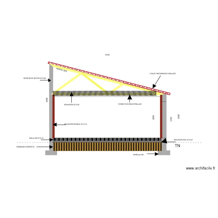 PLAN DE COUPE. Plan de 4 pièces et 21 m2